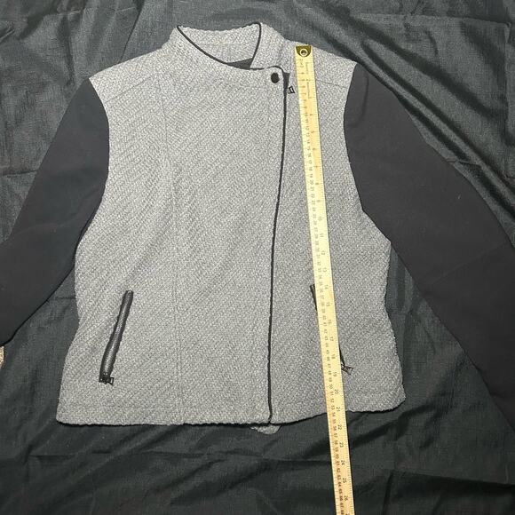 Banana Republic Colorblock Zip Up Jacket Size Large Gray Black Wool Blend - Picture 9 of 10